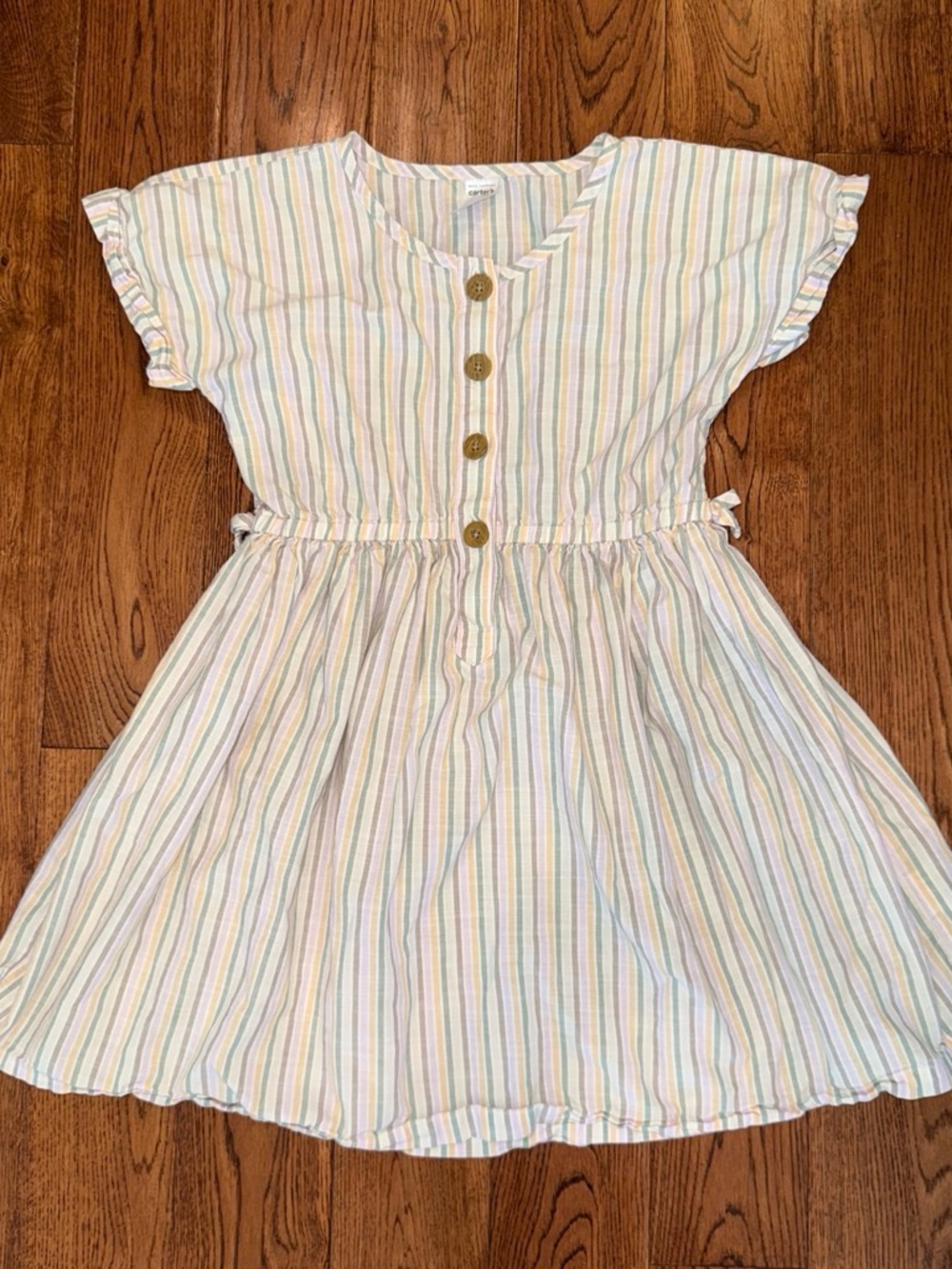 Carter's Pastel Rainbow Stripe Button-Front Dress